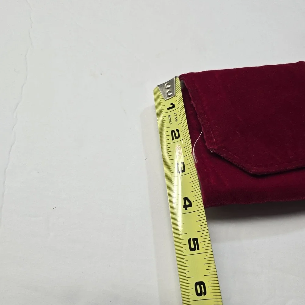 Vintage 80s Rolfs Red Velvet Leather? Womens Travel Jewelry Case Roll Up Folding